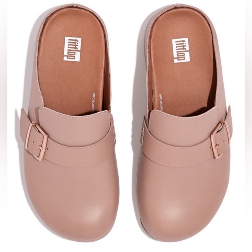 Fit Flop Beige Buckle strap Shuv leather Clog